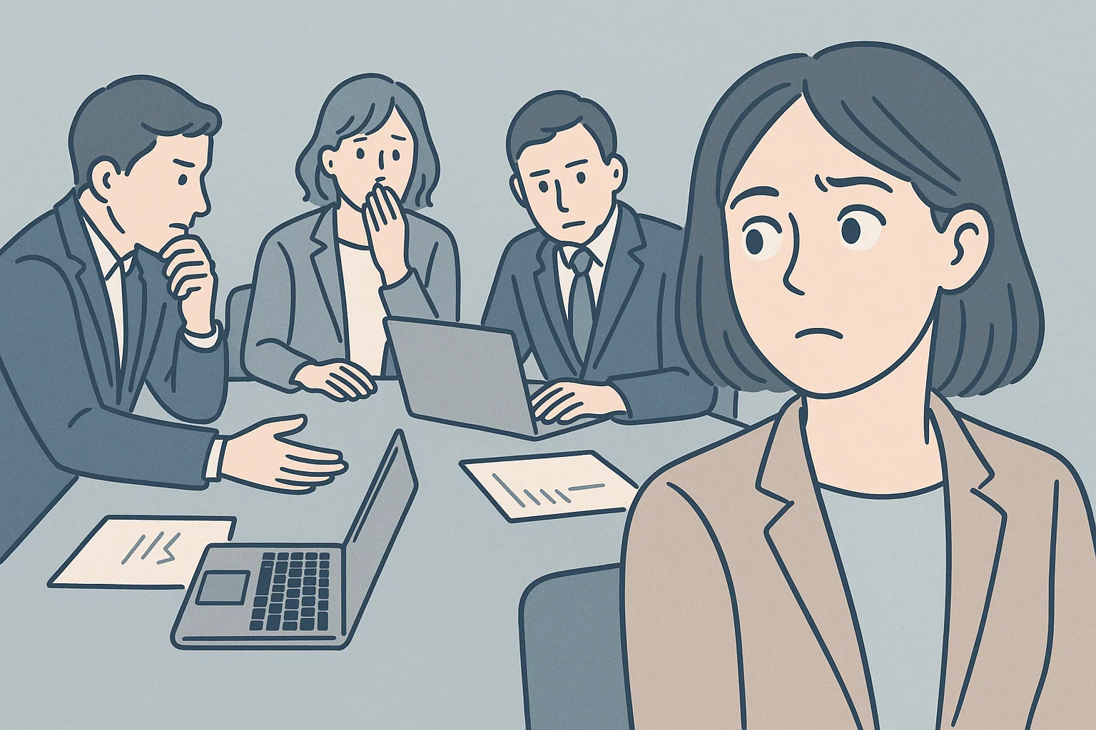 他人の様子を観察しているビジネスパーソン