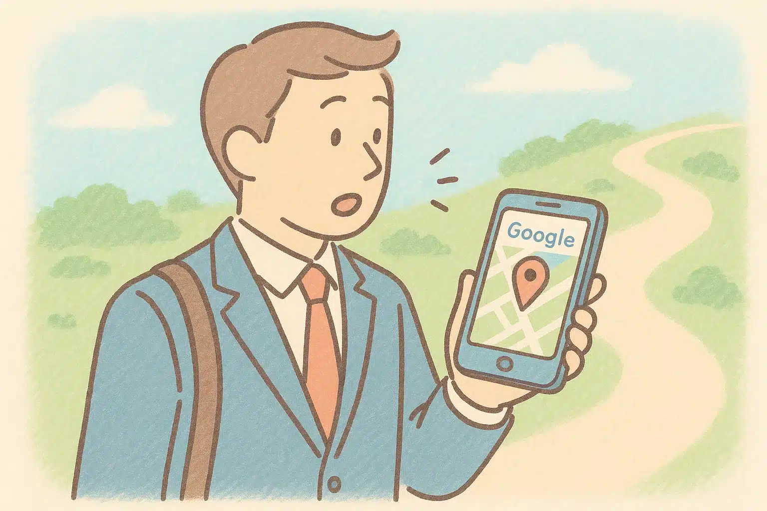 Google Mapを手にした旅人