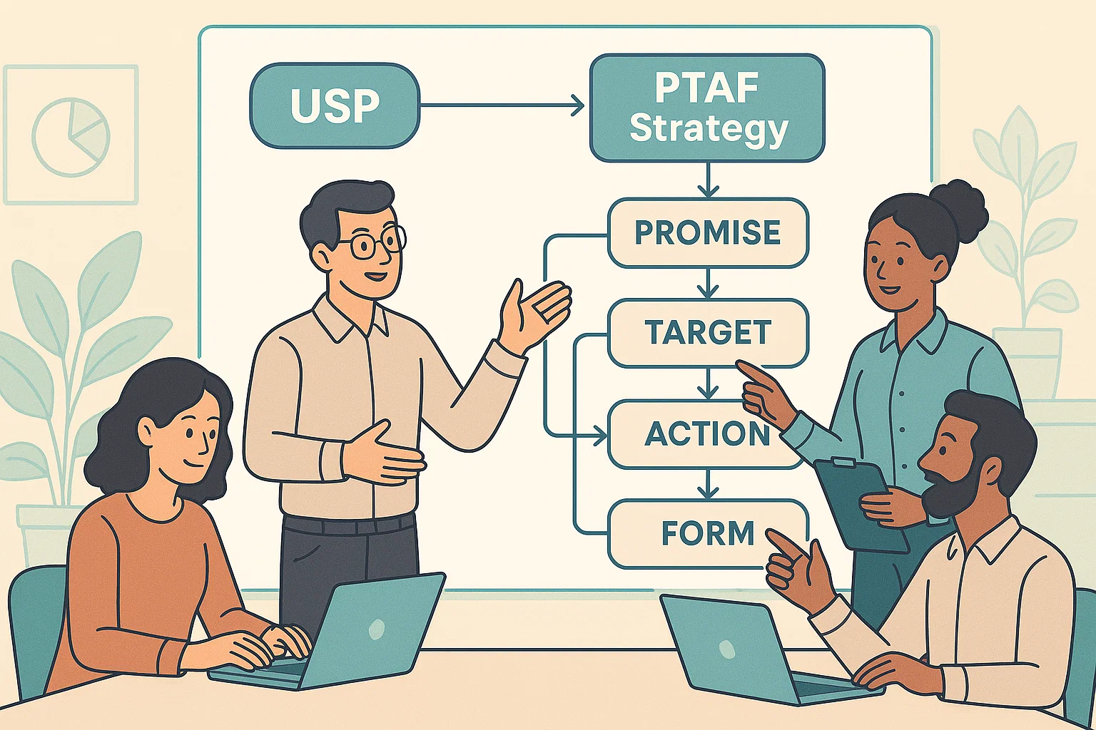 USPの実践ワークとPTAFの接続を示す図